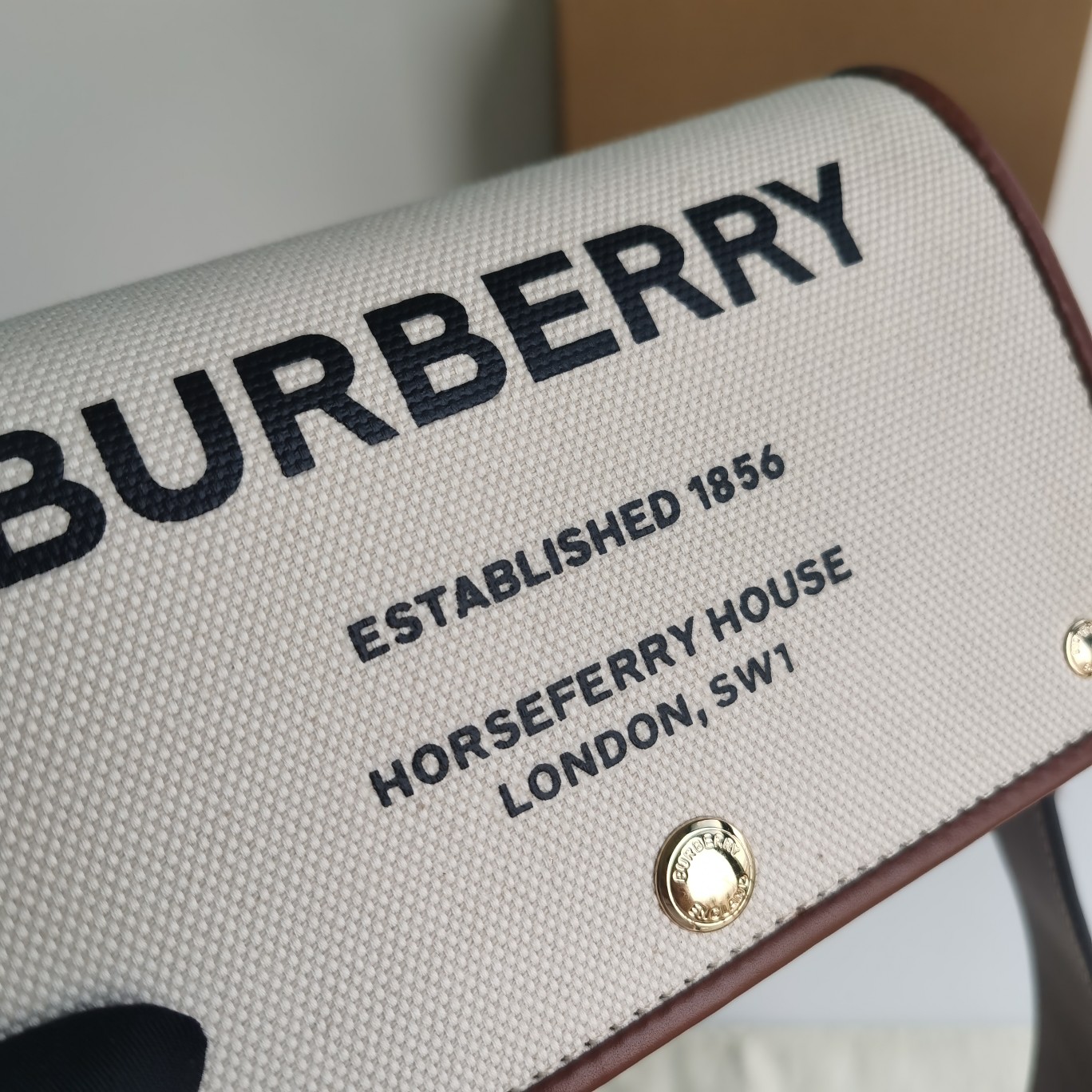 Bagsaaa Bv*b*rry Bag Horseferry Print Cotton Canvas Small Crossbody Bag - 18 x 8 x 12cm