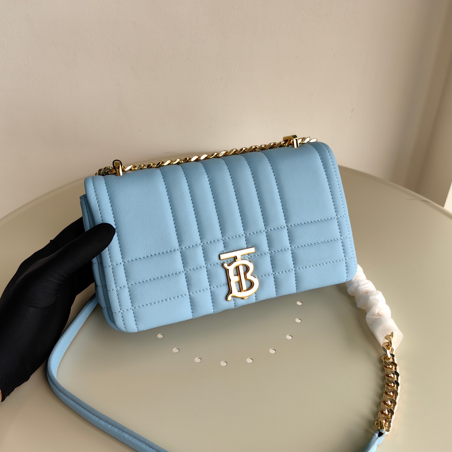 Bagsaaa Bv*b*rry Blue Leather Camera Lola Shoulder Bag - 23x6x13cm