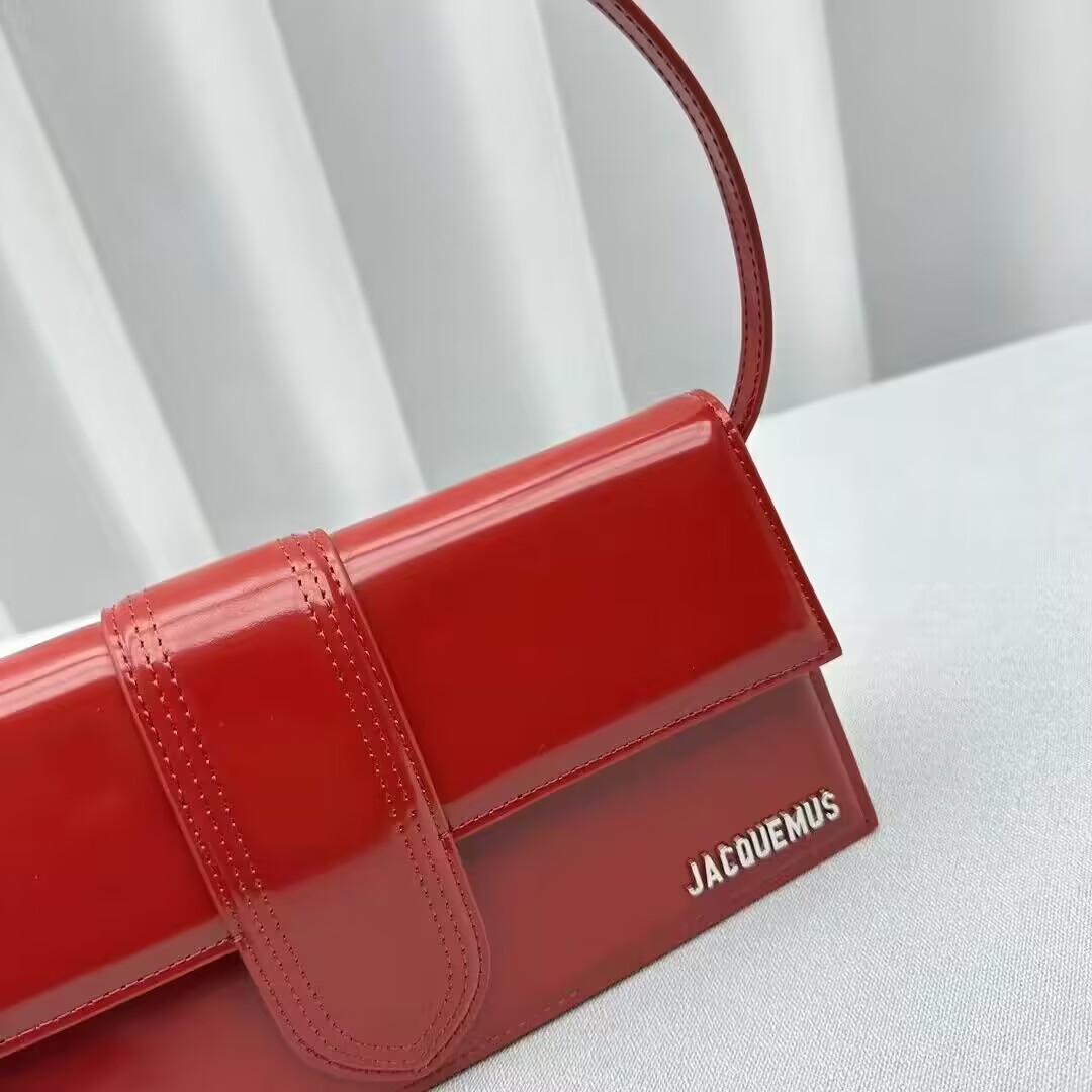 Bagsaaa Jacquemus Le Bambino Long Shoulder Bag in Red Patent Leather
