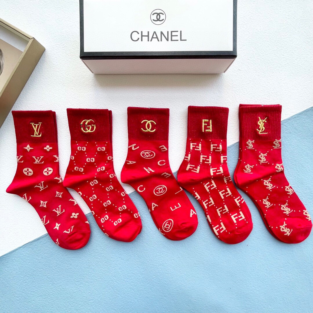 Bagsaaa Set Ch**el Red Socks 5 brands 