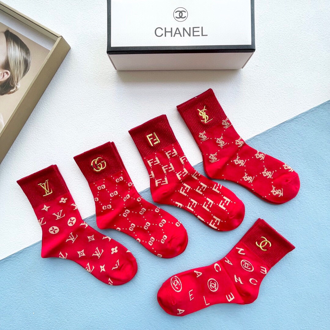 Bagsaaa Set Ch**el Red Socks 5 brands 