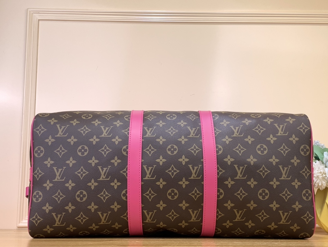 Bagsaaa L0vis Vvtt0n Keepall Bandoulière 50 Monogram Macassar Pink - 50x29x23cm