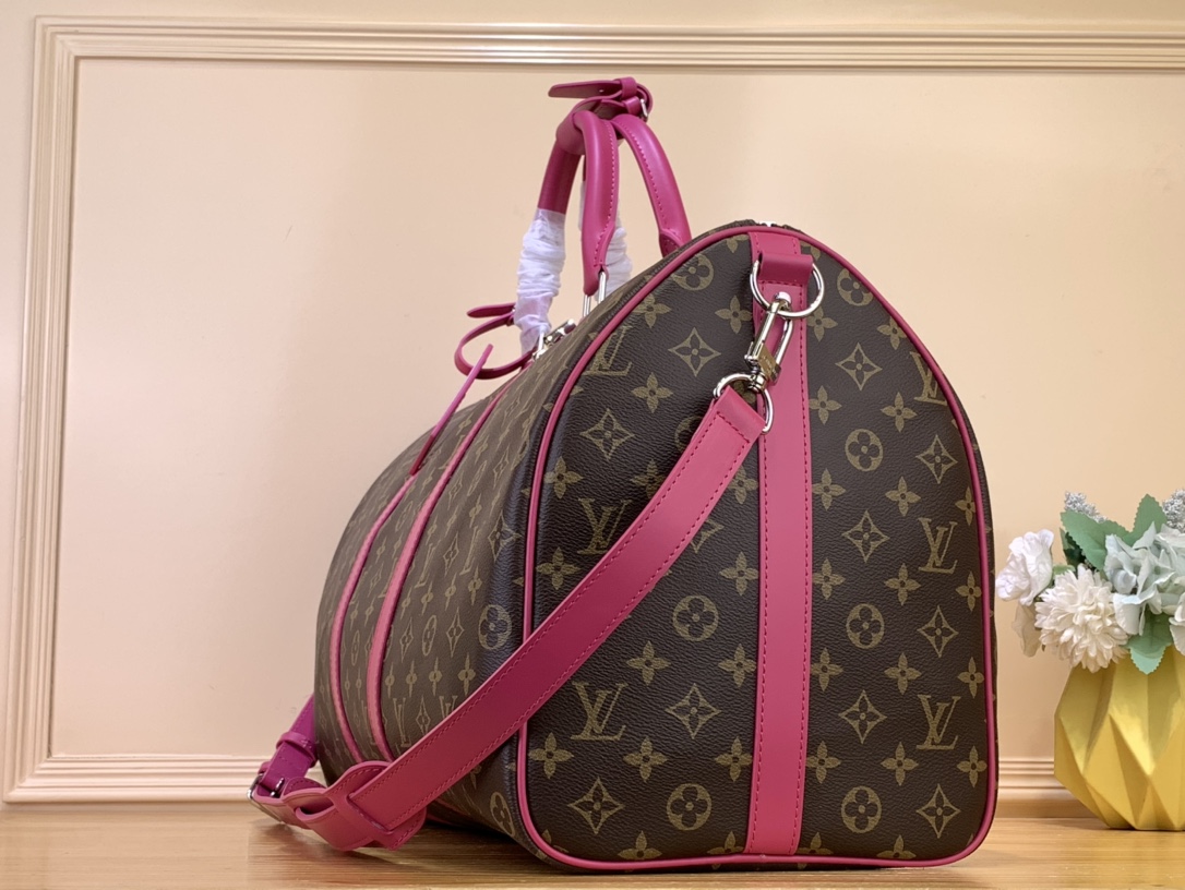 Bagsaaa L0vis Vvtt0n Keepall Bandoulière 50 Monogram Macassar Pink - 50x29x23cm