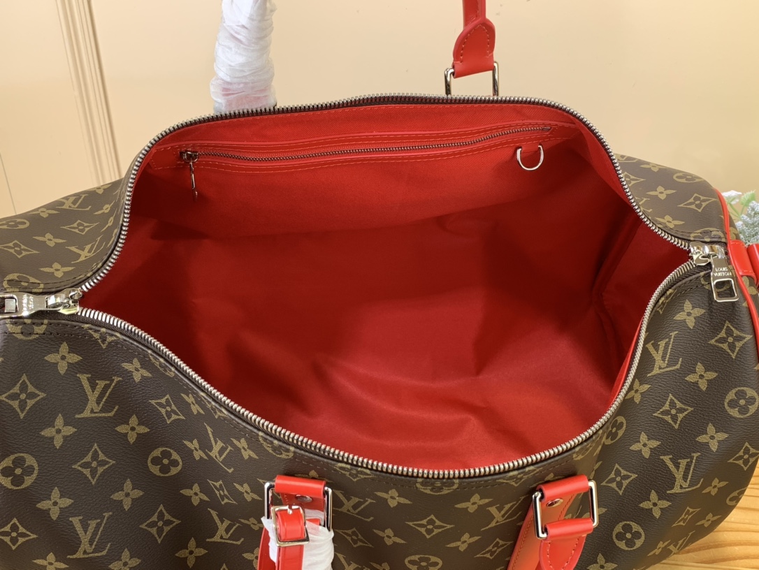 Bagsaaa L0vis Vvtt0n Keepall Bandoulière 50 Monogram Macassar Red - 50x29x23cm