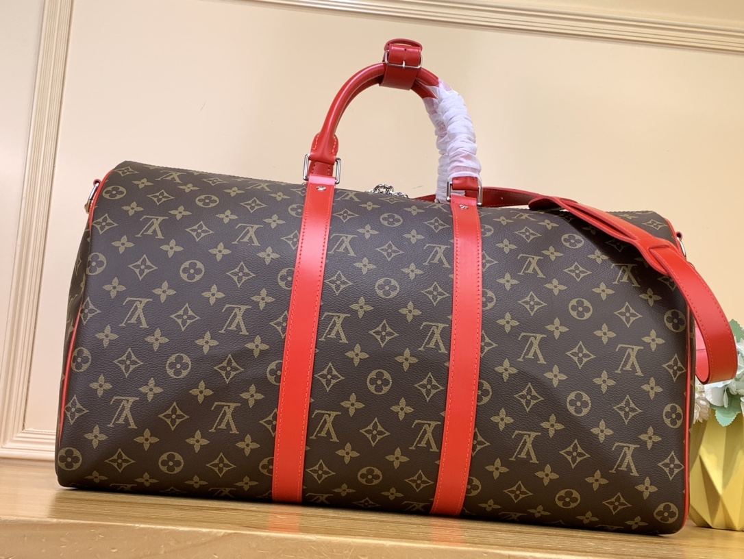Bagsaaa L0vis Vvtt0n Keepall Bandoulière 50 Monogram Macassar Red - 50x29x23cm
