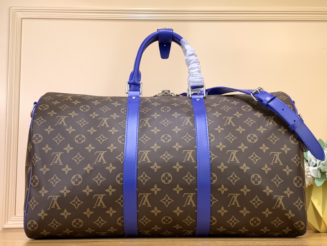 Bagsaaa L0vis Vvtt0n Keepall Bandoulière 50 Monogram Macassar Blue - 50x29x23cm