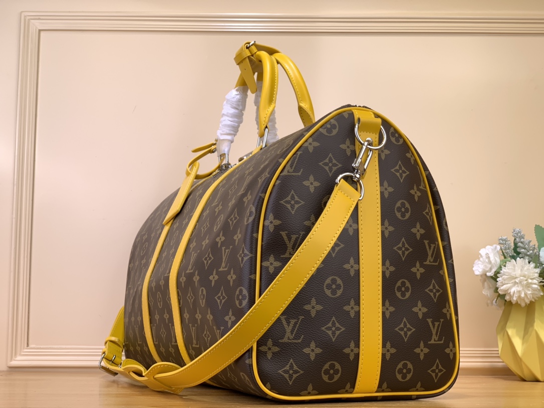 Bagsaaa L0vis Vvtt0n Keepall Bandoulière 50 Monogram Macassar Yellow - 50x29x23cm