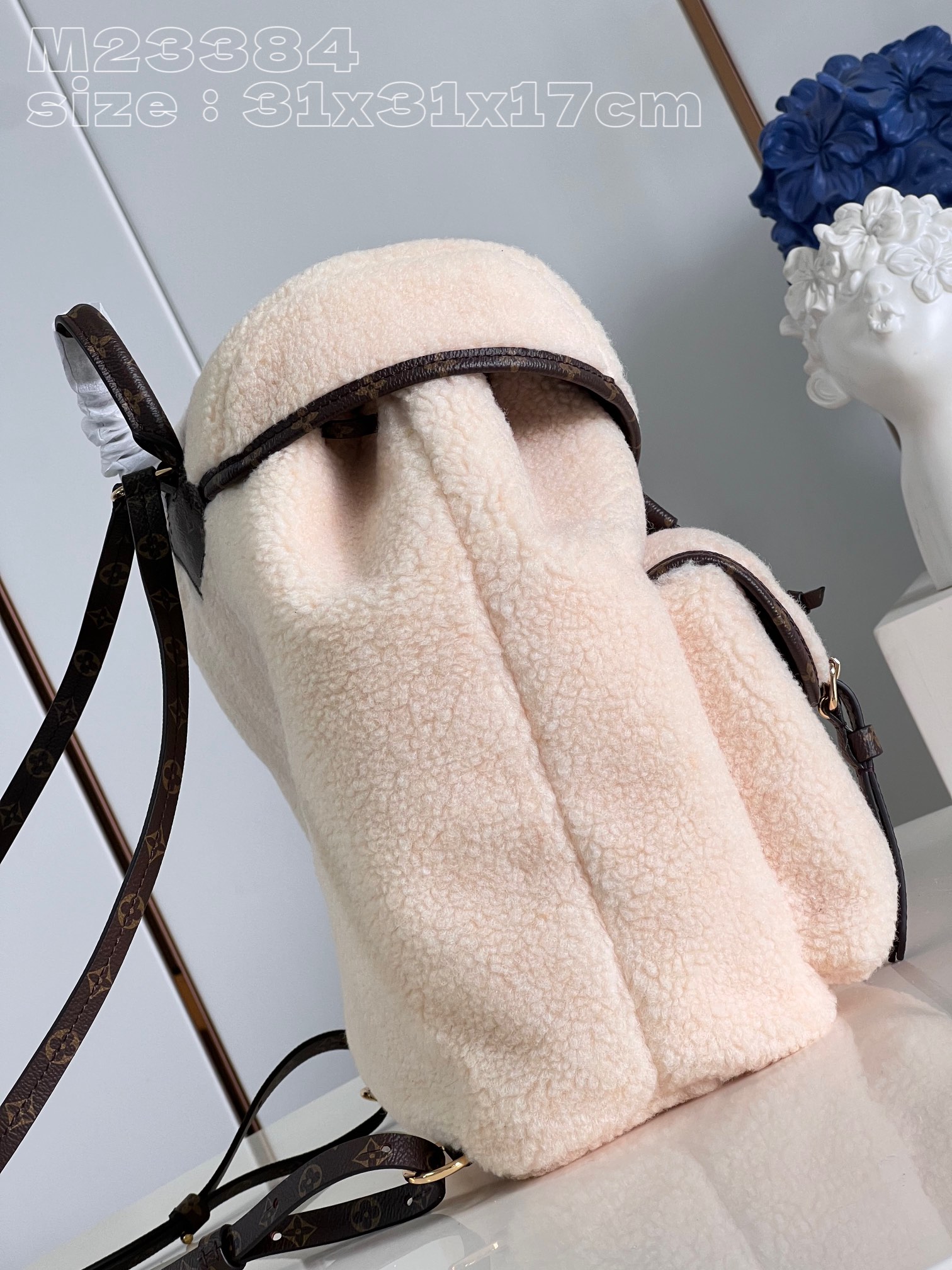Bagsaaa L0vis Vvtt0n Ski Backpack Cream/Brown Shearling - 31 x 31 x 17 cm