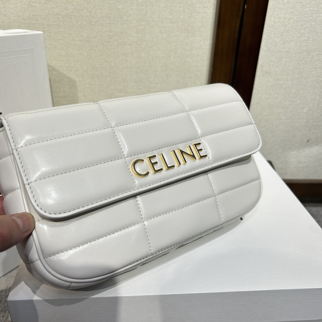 Bagsaaa Ce1i*e Chain Shoulder Bag Matelasse Monochrome White - 24x15x5cm