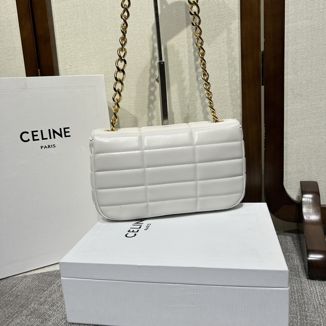 Bagsaaa Ce1i*e Chain Shoulder Bag Matelasse Monochrome White - 24x15x5cm