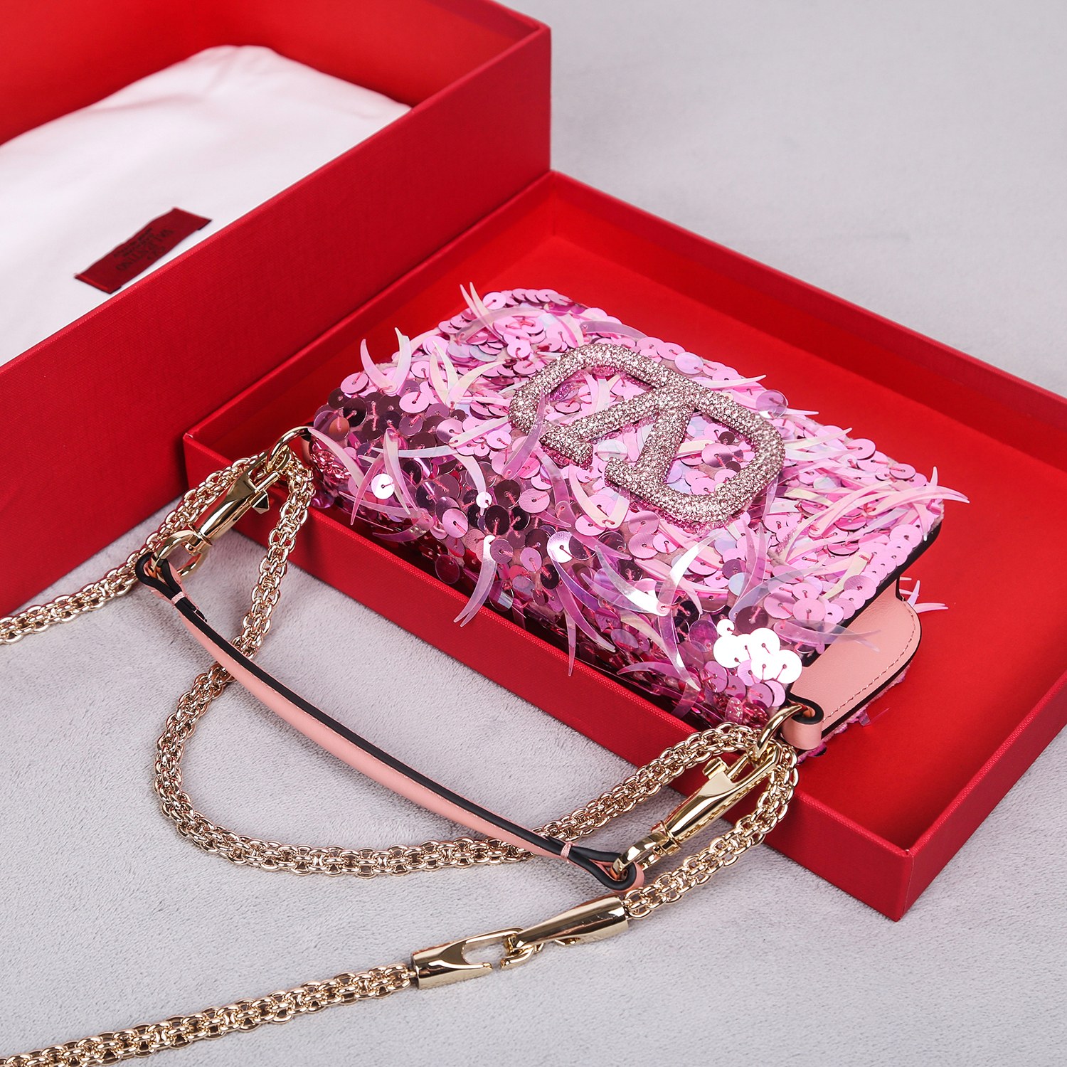 Bagsaaa Va1e*ntin0 Garavani Mini loco 3D pink - 19x10.5x5cm