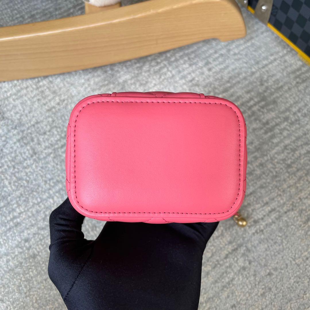 Bagsaaa Ch**el SS Cosmetic Bag Hot Pink - 8.5x11x7cm