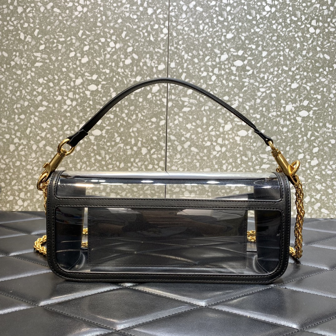 Bagsaaa Va1e*ntin0 Loco Shoulder Bag Transparent Black - 27x13x6cm