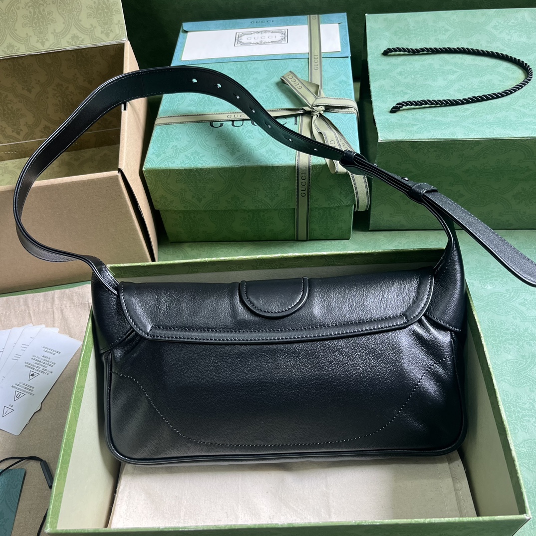 Bagsaaa Gvc*1 Aphrodite small shoulder bag in black leather - 27cm