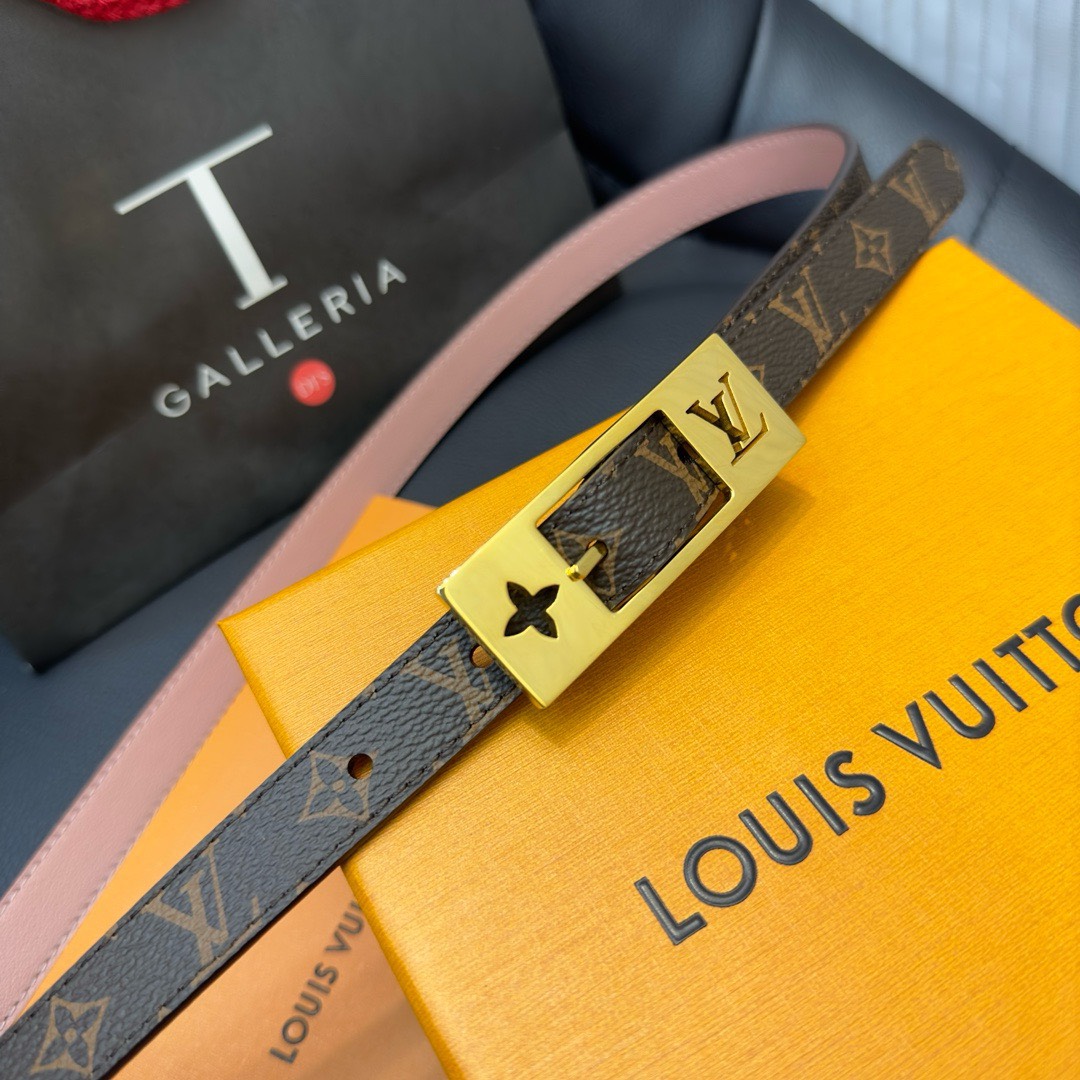 Bagsaaa L0vis Vvtt0n Duo Monogram Belt in Pink - 1.8cm
