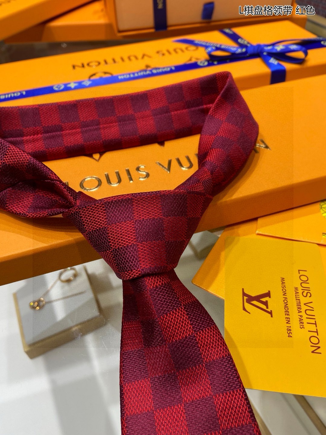 Bagsaaa L0vis Vvtt0n Damier Classique Tie In Red