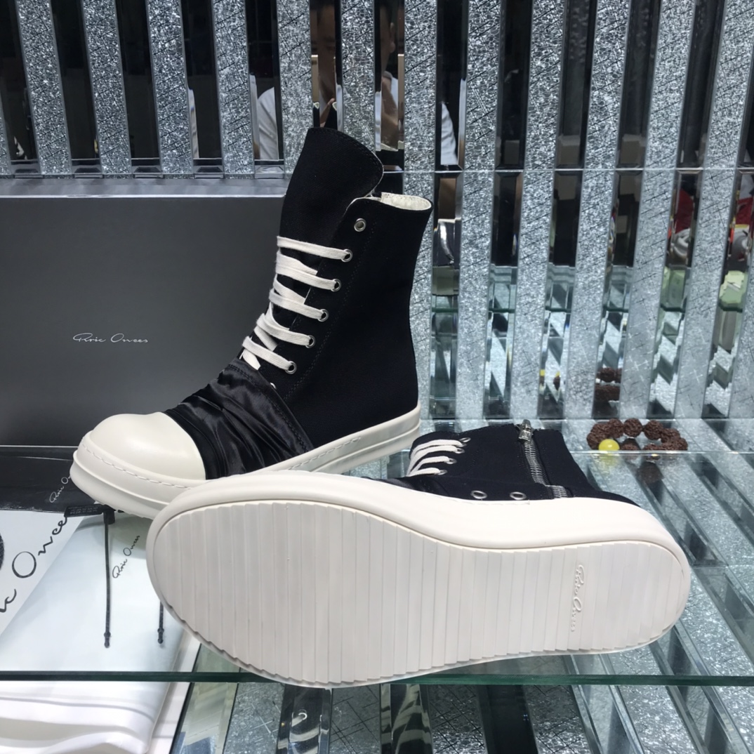 Bagsaaa Rick Owens High-Top Sneakers With Nylon Toe In Black