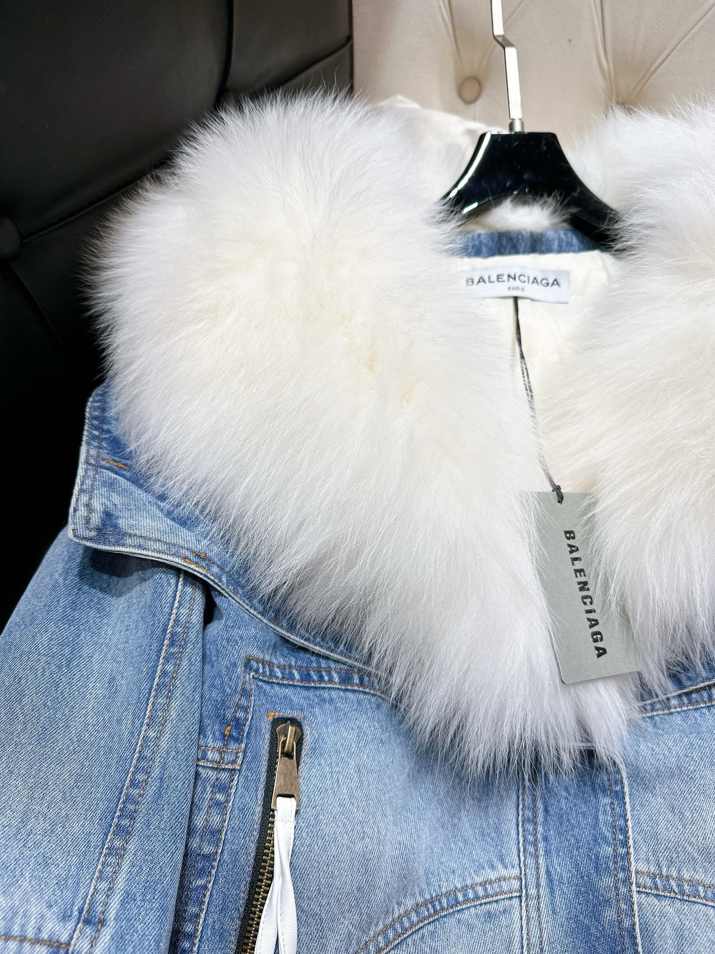 Bagsaaa Ba1en*iaga Biker Jacket Denim With Shearling 02