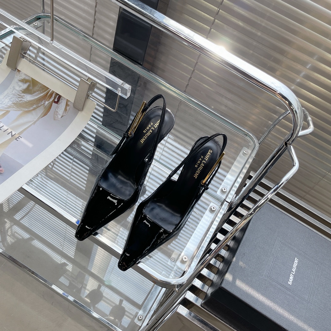 Bagsaaa Y51 Patent Leather Black Thin Heeled