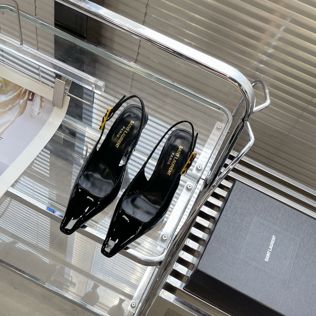 Bagsaaa Y51 Patent Leather Black Thick Heeled