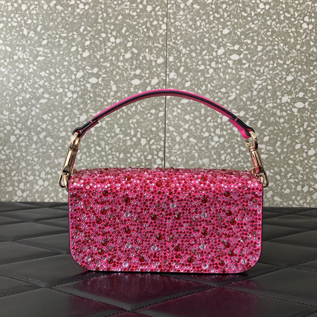 Bagsaaa Va1e*ntin0 Garavani Mini loco Pink crystal - 19x10.5x5cm