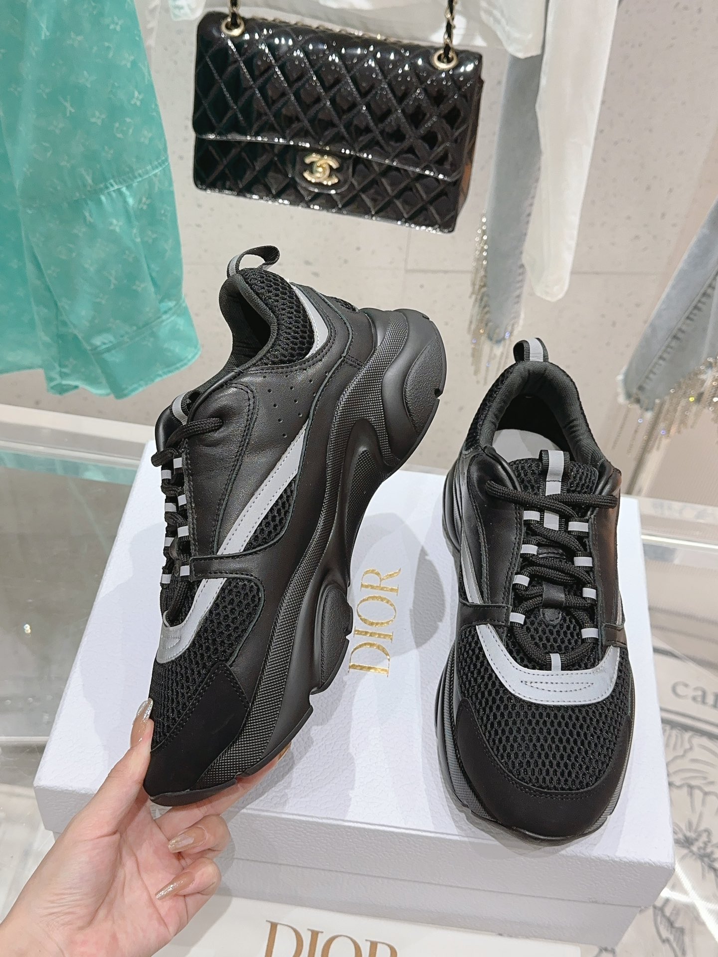 Bagsaaa D10r EssentialsB22 SNEAKER Black Technical Mesh and Smooth Calfskin