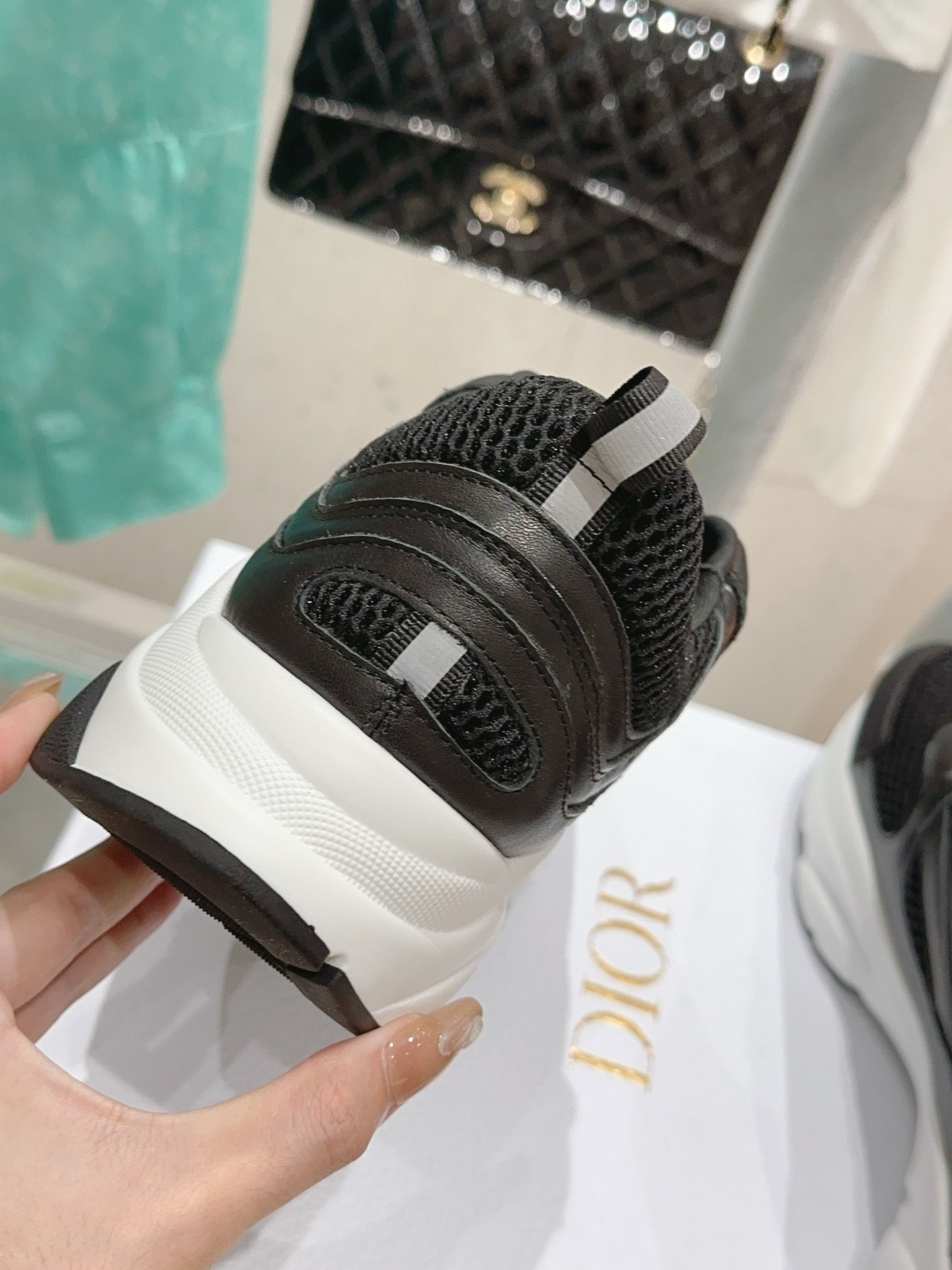 Bagsaaa D10r Essentials B22 SNEAKER Black And White Technical Mesh and Smooth Calfskin