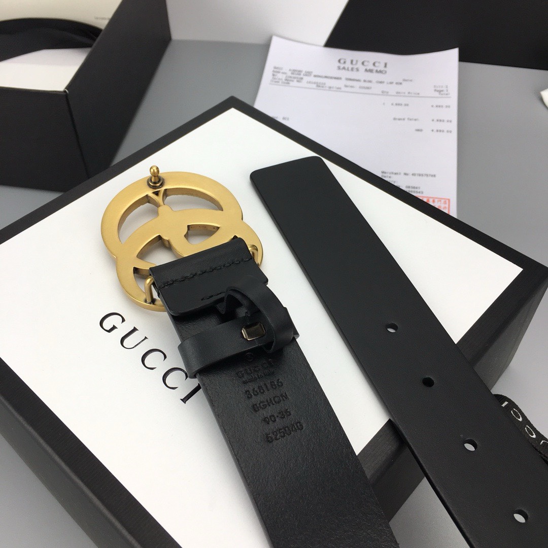 Bagsaaa Gvc*1 Black Leather Belt 