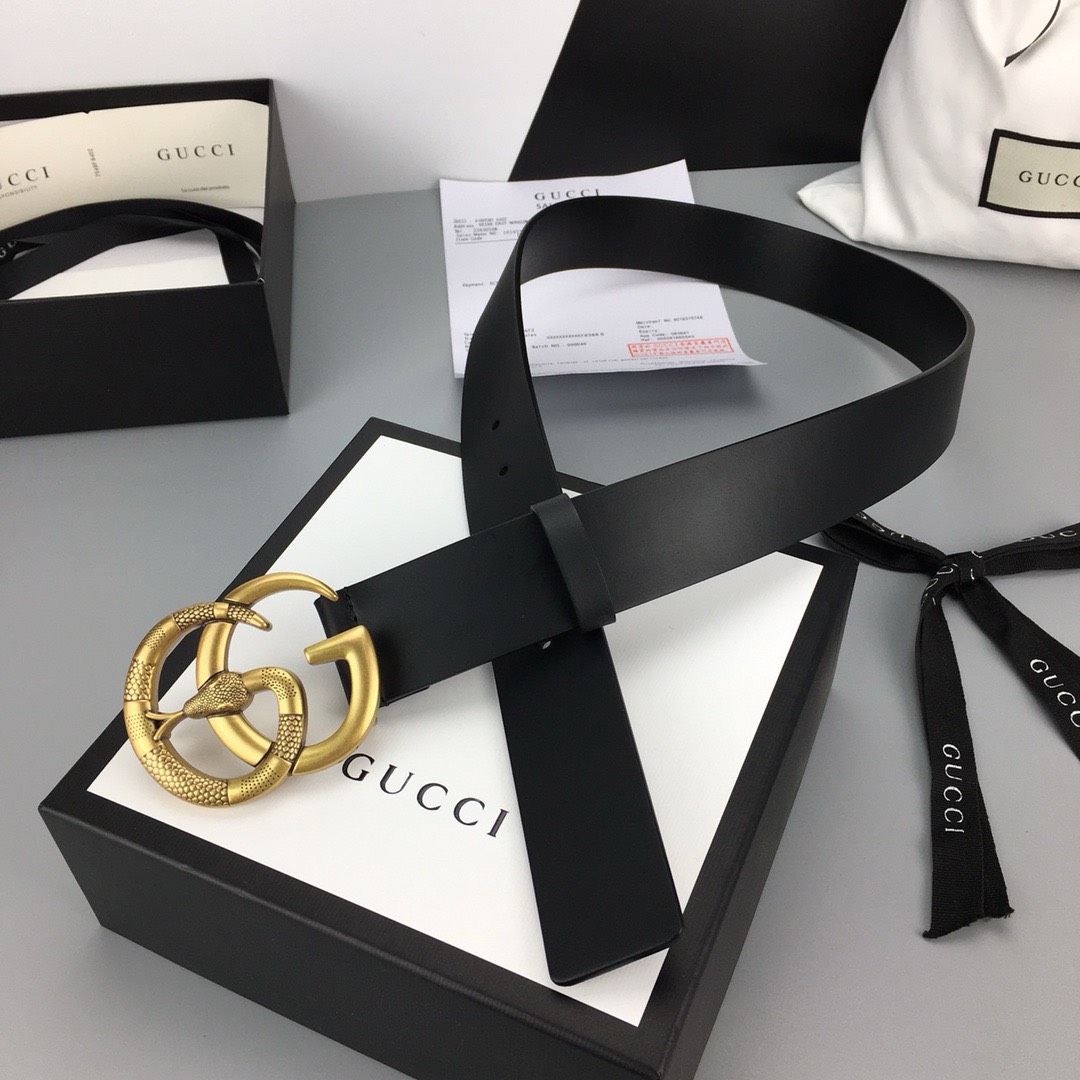 Bagsaaa Gvc*1 Black Leather Belt 