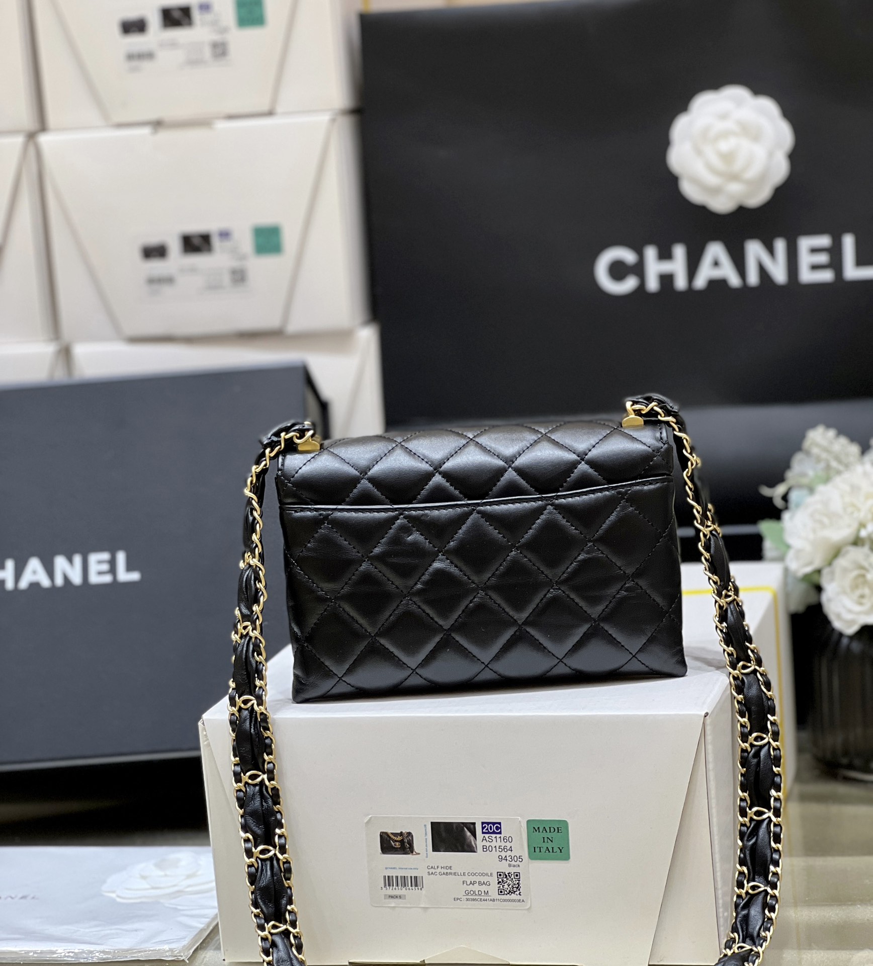 Bagsaaa Ch**el Flap Bag Black Leather - 13*18*6cm
