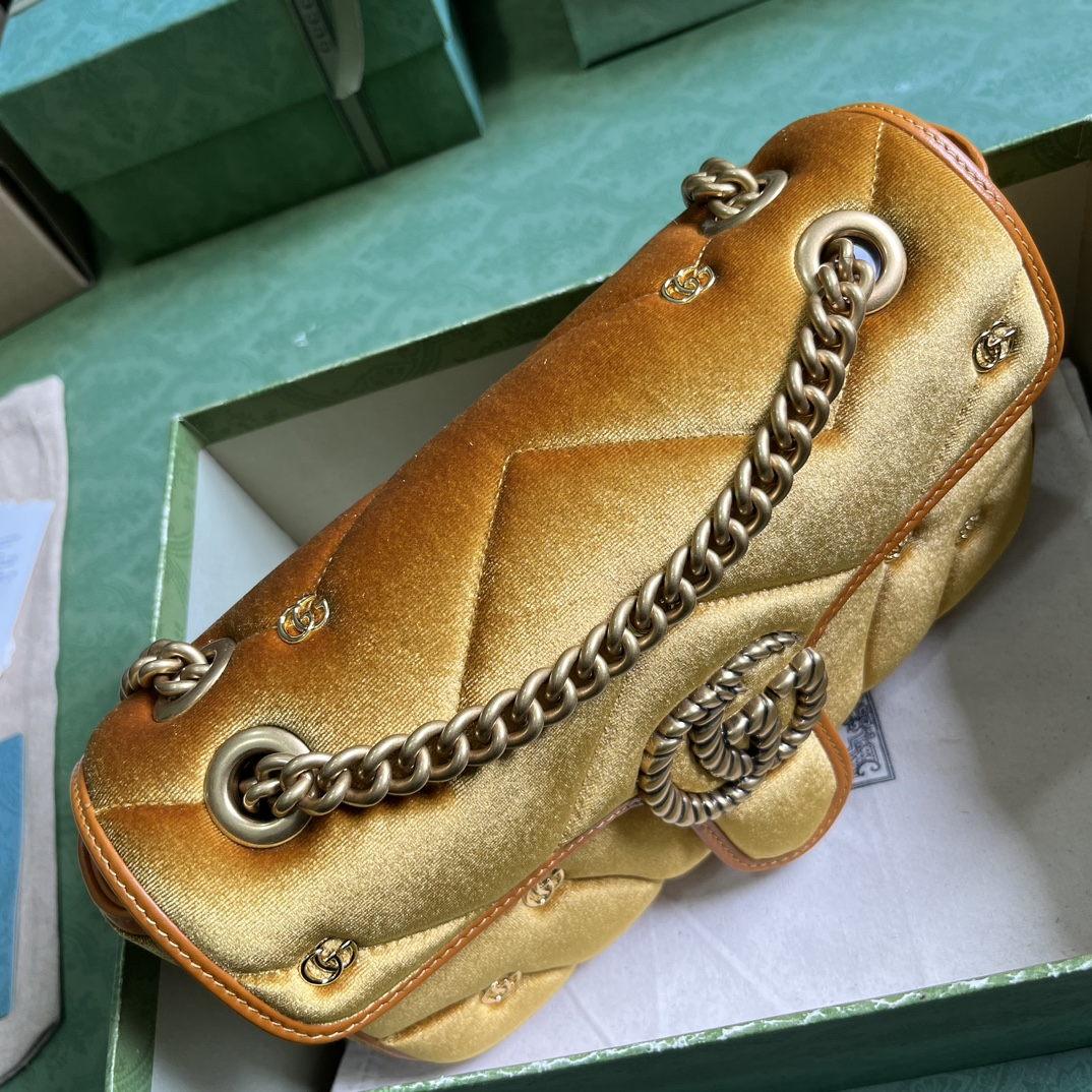 Bagsaaa Gvc*1 Mini Marmont Yellow Velvet - 22*13*6cm