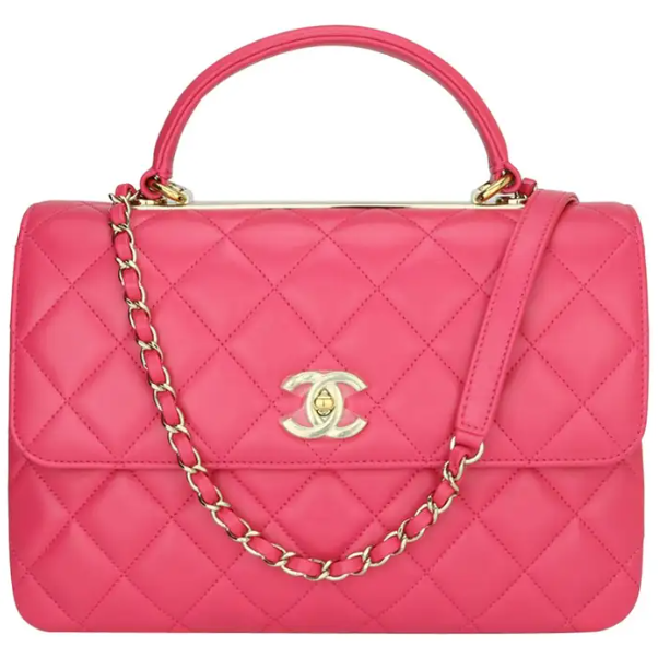 Bagsaaa Ch**el Trendy CC Hot Pink Gold Hardware 25cm