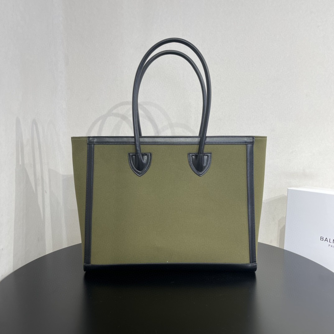 Bagsaa Balmain Large B-Army 42 tote bag green - 42*34*13cm