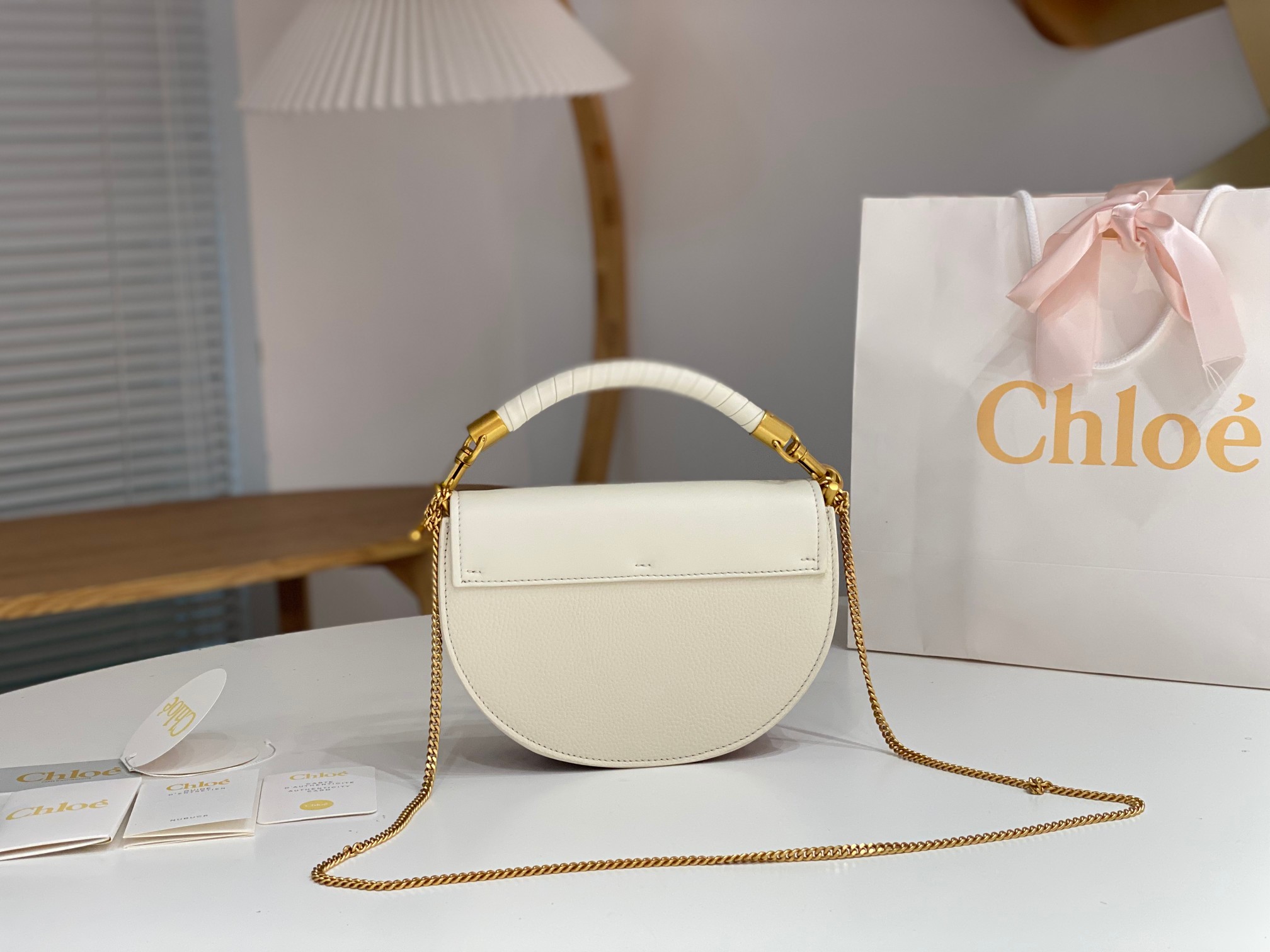 Bagsaaa Chloe Marcie Chain Flap White Bag - 22.5x15.7x7cm
