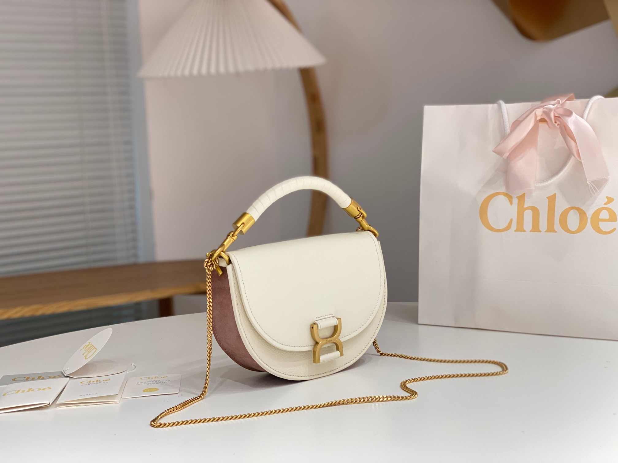 Bagsaaa Chloe Marcie Chain Flap White Bag - 22.5x15.7x7cm