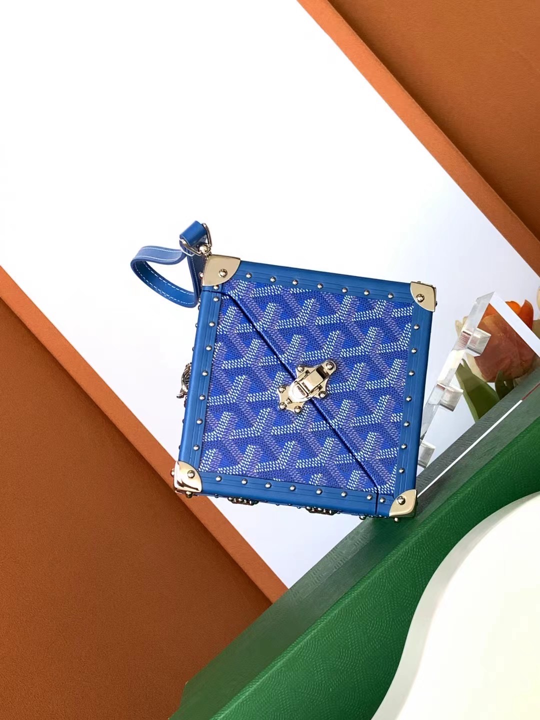 Bagsaa G09ard Dé Trunk Bag Metallic Blue - 12.5*12.5*12.5CM
