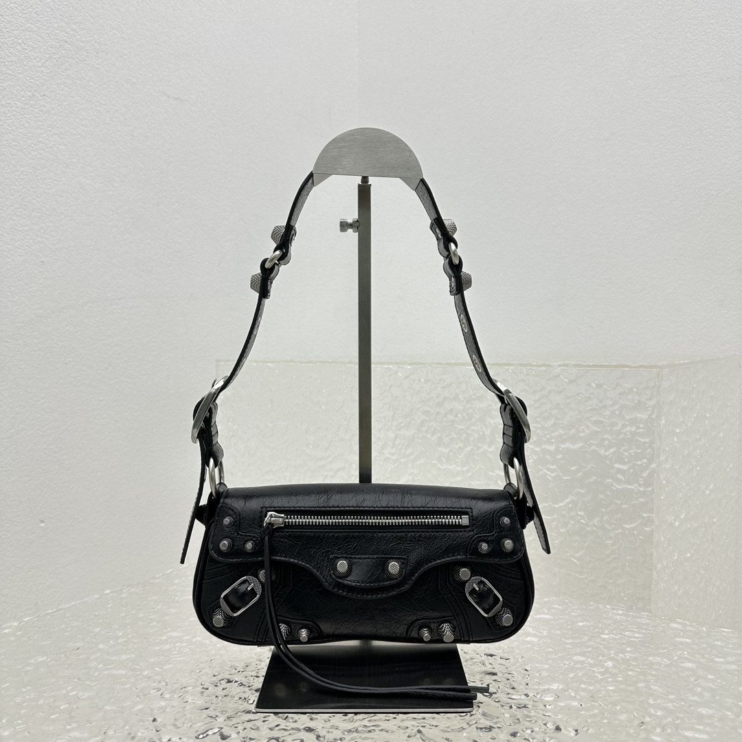 Bagsaaa Ba1en*iaga Le Cagole Sling Black Bag - 24*4*12cm