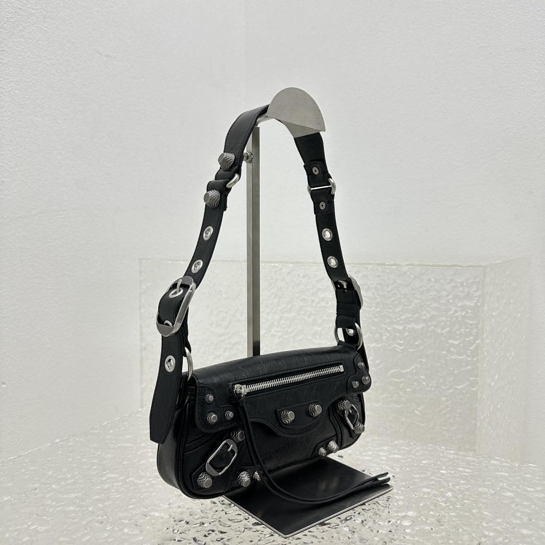 Bagsaaa Ba1en*iaga Le Cagole Sling Black Bag - 24*4*12cm