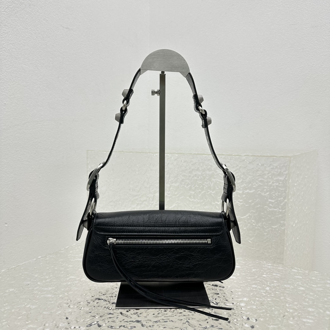 Bagsaaa Ba1en*iaga Le Cagole Sling Black Bag - 24*4*12cm
