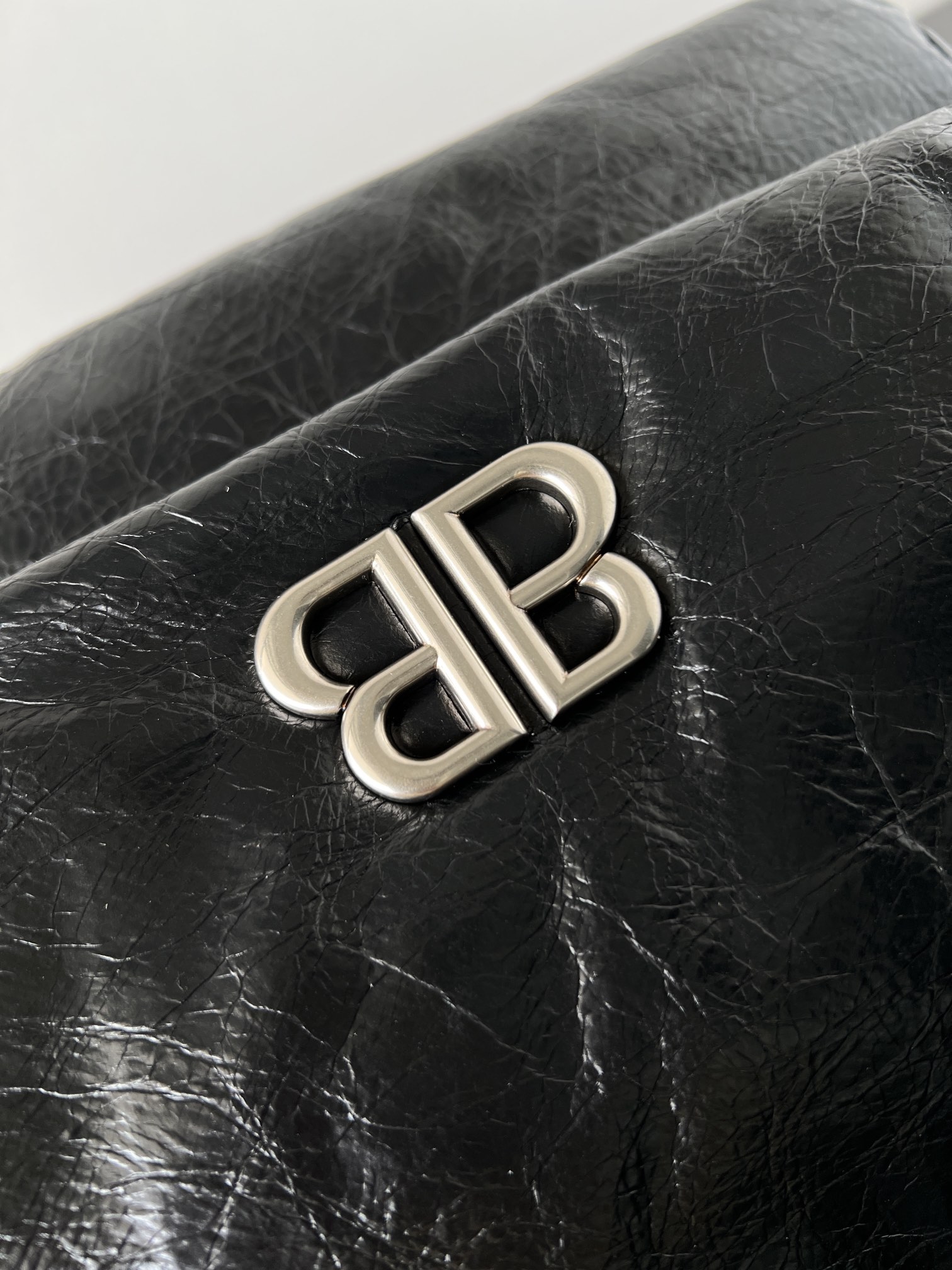 BAGSAAA Ba1en*iaga MONACO CHAIN BAG IN BLACK SILVER HARDWARE 