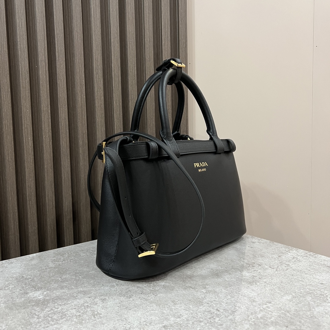 Bagsaaa Pra*a Top Handle Bag In Black - 28x18x10.5cm