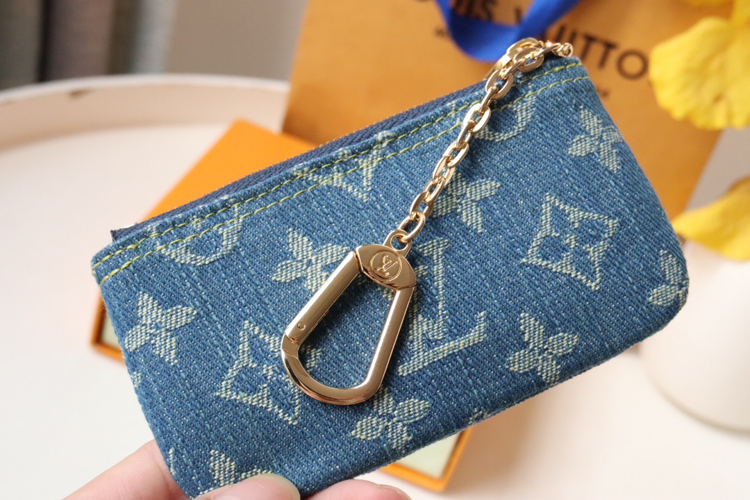 Bagsaaa L0vis Vvtt0n Denim Monogram Coin Purse