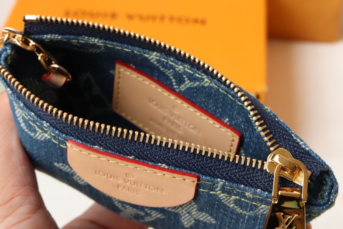 Bagsaaa L0vis Vvtt0n Denim Monogram Coin Purse