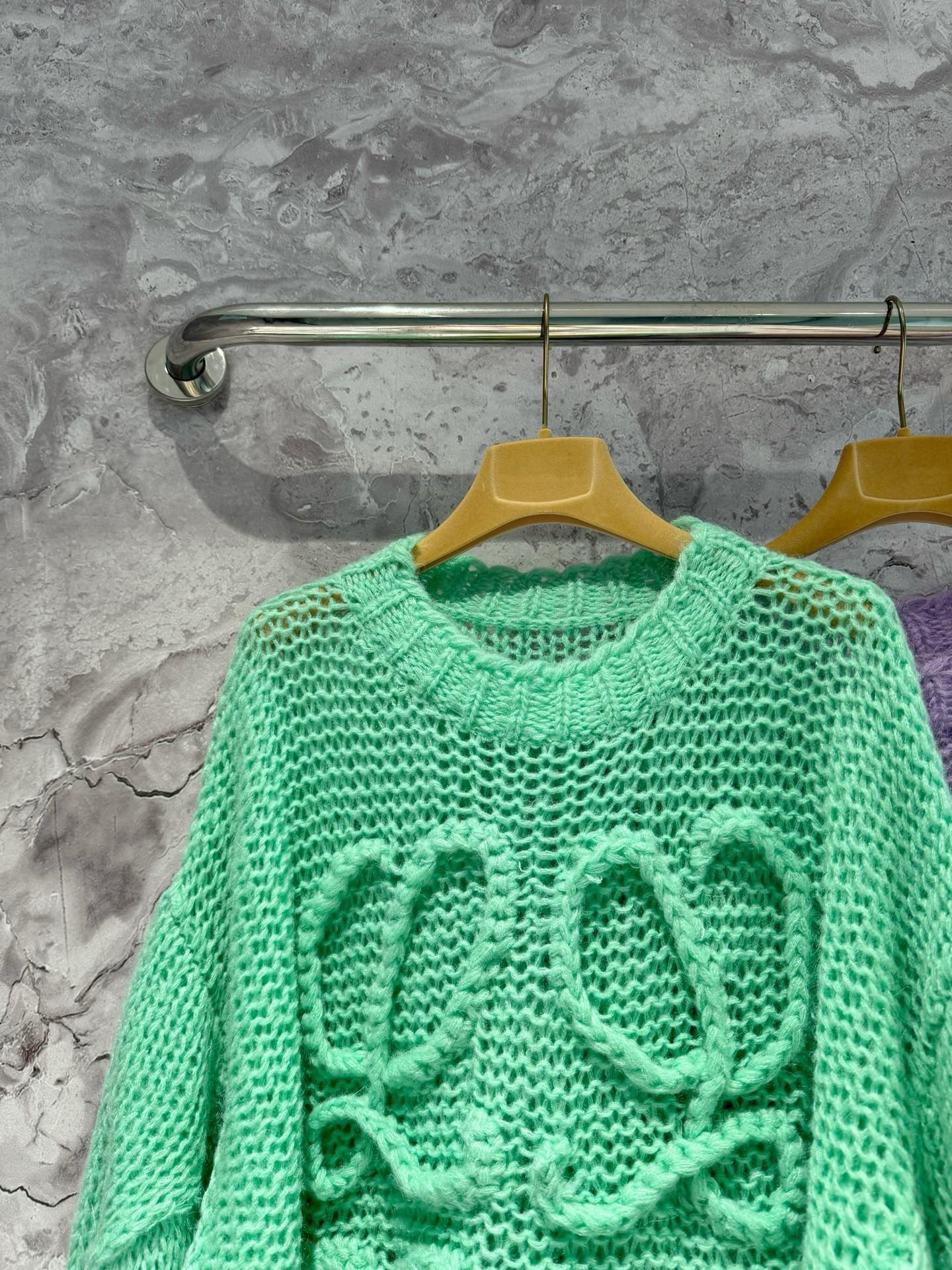 Bagsaa L0ew* Anagram-pattern Dropped-shoulder Wool-blend Knitted Sweater 