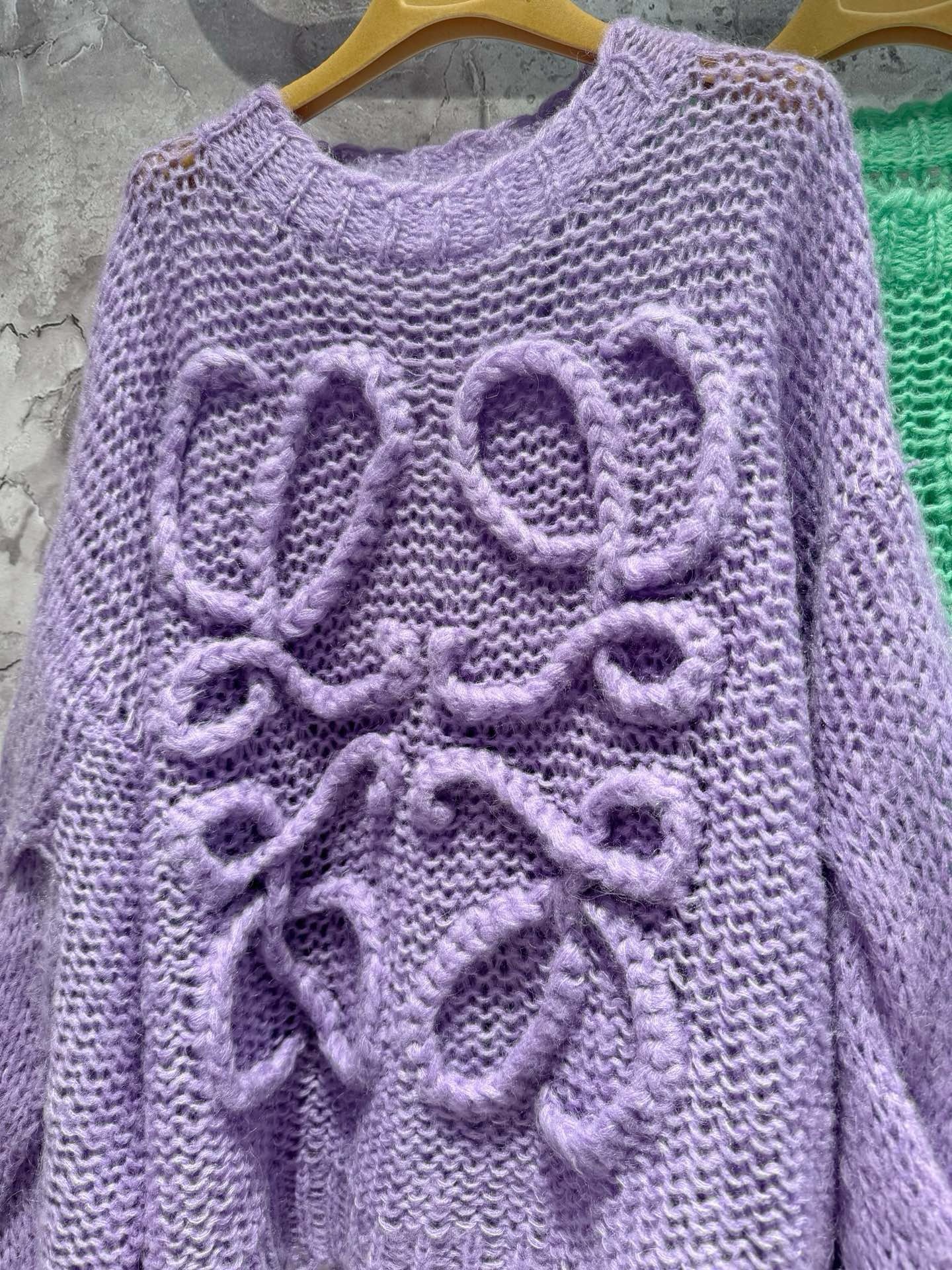 Bagsaa L0ew* Anagram-pattern Dropped-shoulder Wool-blend Knitted Sweater 