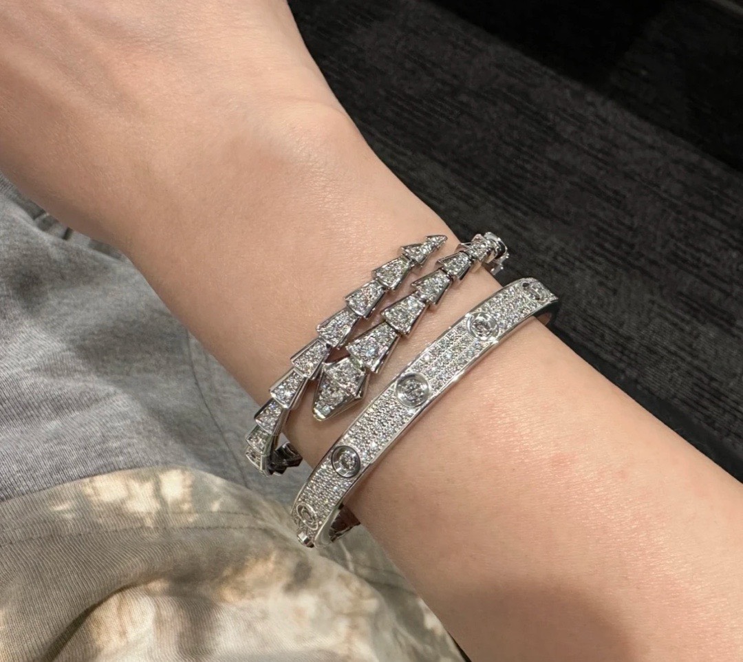 Bagsaaa Ca*t1er Love Bracelet 18K White Gold D1am0nd-Paved