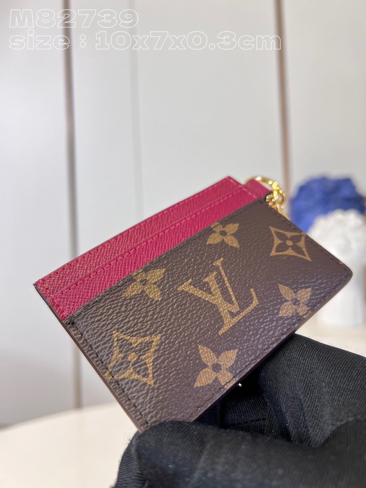 Bagsaaa L0vis Vvtt0n Charms Monogram Canvas Burgundy Card Holder