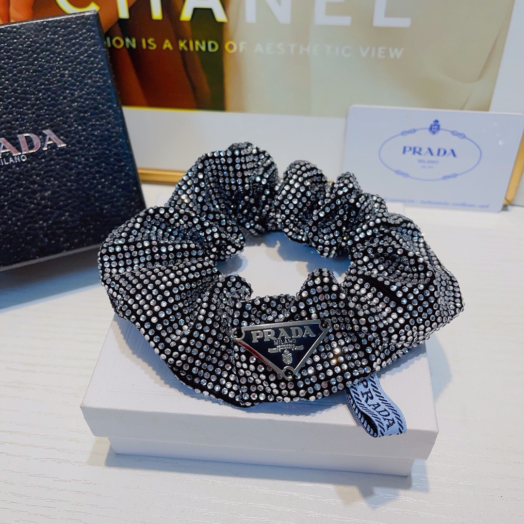 Bagsaaa Pra*a Satin Crystal Scrunchies 