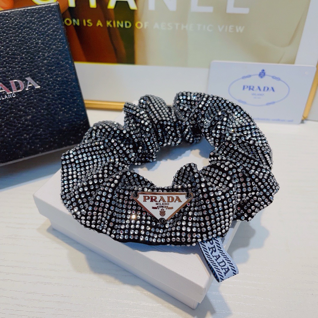 Bagsaaa Pra*a Satin Crystal Scrunchies 