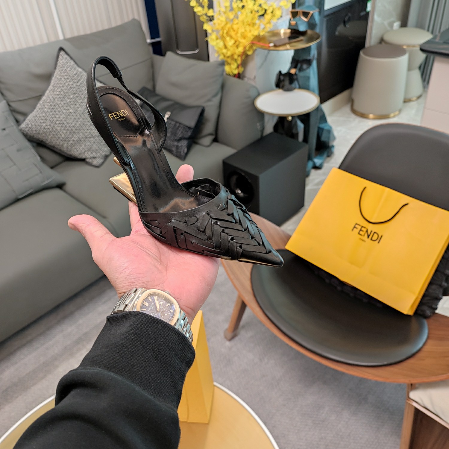 Bagsaaa F**di First Slingback Pump In Black Leather